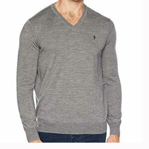 Polo Ralph Lauren 100% Pima Cotton Fawn Grey V Neck Cardigan - L